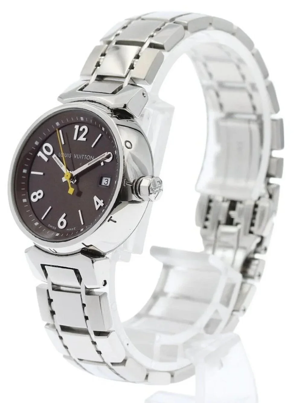 LOUIS VUITTON Tambour Q1211 Date Brown Dial Quartz Ladies Watch_952493